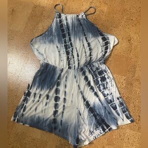 Women's Tie Dye Blue Romper